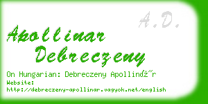 apollinar debreczeny business card